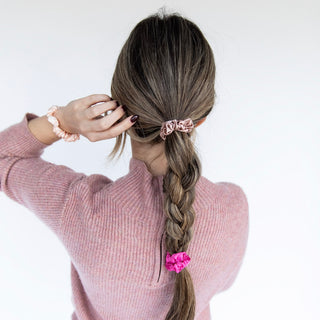Satin Scrunchie Set - Hot Pink, Light Pink, Mauve