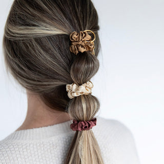 Satin Scrunchie Set - Camel, Chestnut, Cream