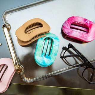 Large Oval Hair Clip Set of 2 – Soft Pink + Pink Marble - Headbands of Hope