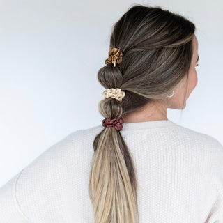 Satin Scrunchie Set - Camel, Chestnut, Cream