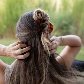 Large Oval Claw Clip Set – Tortoise & Smoke Leopard - Headbands of Hope