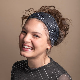 Luxe Reversible Tube Turban - Black Polka Dots