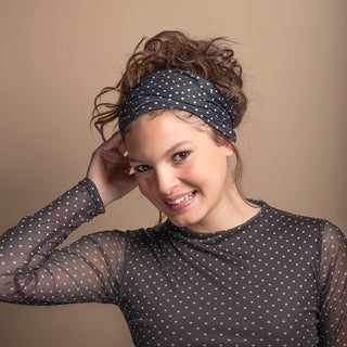Luxe Reversible Tube Turban - Black Polka Dots