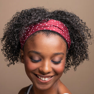 Luxe Reversible Tube Turban - Maroon Polka Dots