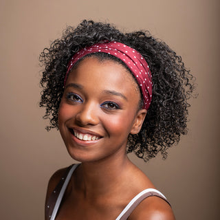 Luxe Reversible Tube Turban - Maroon Polka Dots