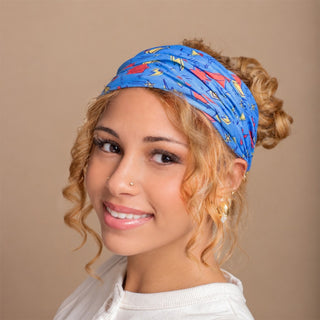 Luxe Reversible Tube Turban - Blue Superhero