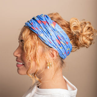 Luxe Reversible Tube Turban - Blue Superhero