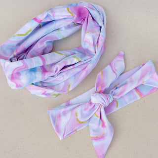 Luxe Bamboo Knotted Headband - Cotton Candy Skies Marble - Headbands of Hope
