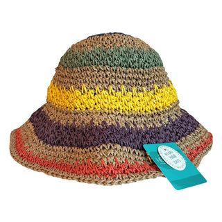 Raffia Woven Bucket Hat - Rainbow - Headbands of Hope