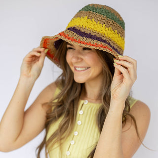 Raffia Woven Bucket Hat - Rainbow - Headbands of Hope