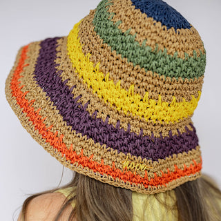Raffia Woven Bucket Hat - Rainbow - Headbands of Hope
