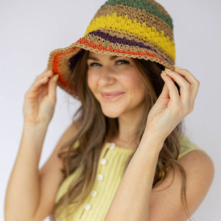 Raffia Woven Bucket Hat - Rainbow - Headbands of Hope