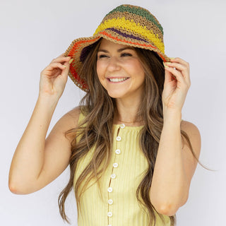 Raffia Woven Bucket Hat - Rainbow - Headbands of Hope