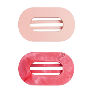 Large Oval Hair Clip Set of 2 – Soft Pink + Pink Marble - Headbands of Hope