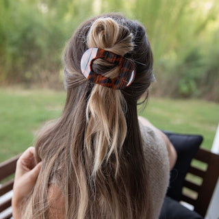 Large Oval Claw Clip Set – Tortoise & Smoke Leopard - Headbands of Hope