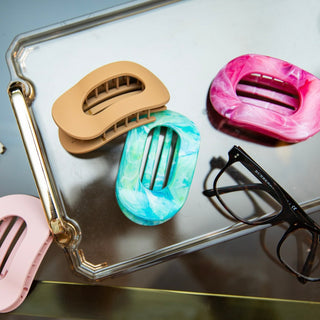 Large Oval Hair Clip Set of 2 – Soft Pink + Pink Marble - Headbands of Hope