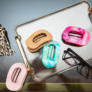 Large Oval Hair Clip Set of 2 – Soft Pink + Pink Marble - Headbands of Hope