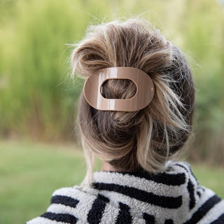 Large Oval Claw Clip Set – Golden Matte + Ivory Marble - Headbands of Hope