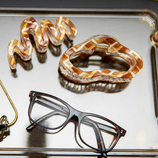 Large Luxe Wavy Claw Clip – Caramel Marble - Headbands of Hope