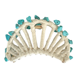 Raffia Seashell Hair Claw Clip - Teal - Headbands of Hope