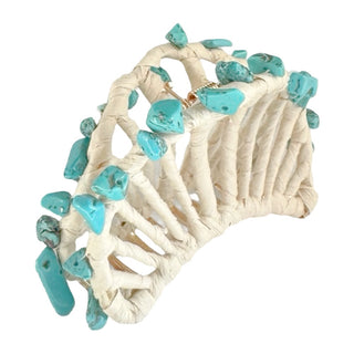 Raffia Seashell Hair Claw Clip - Teal - Headbands of Hope