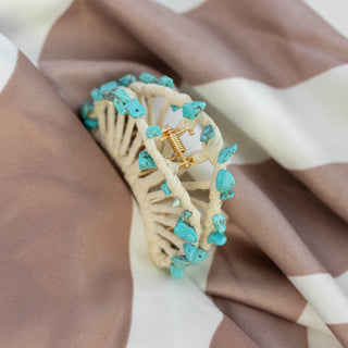 Raffia Seashell Hair Claw Clip - Teal - Headbands of Hope