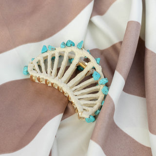 Raffia Seashell Hair Claw Clip - Teal - Headbands of Hope