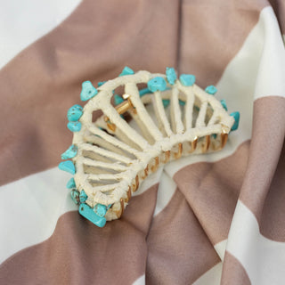 Raffia Seashell Hair Claw Clip - Teal - Headbands of Hope
