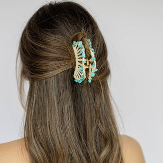 Raffia Seashell Hair Claw Clip - Teal - Headbands of Hope