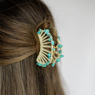 Raffia Seashell Hair Claw Clip - Teal - Headbands of Hope