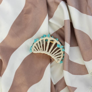 Raffia Seashell Hair Claw Clip - Teal - Headbands of Hope