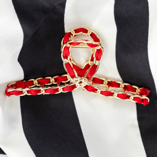 Raffia Looped Hair Claw Clip - Orange Red - Headbands of Hope