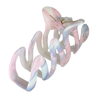 Large Wavy Claw Clip - Cotton Candy Skies Marble - Headbands of Hope