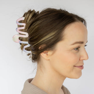 Large Wavy Claw Clip - Cotton Candy Skies Marble - Headbands of Hope