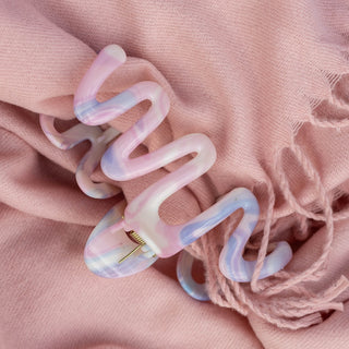 Large Wavy Claw Clip - Cotton Candy Skies Marble - Headbands of Hope