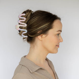 Large Wavy Claw Clip - Cotton Candy Skies Marble - Headbands of Hope