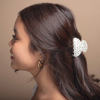 Medium Claw Clip Set of 2 - Black Stars + Cream Polka Dots