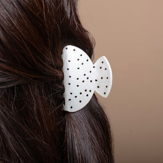 Medium Claw Clip Set of 2 - Black Stars + Cream Polka Dots