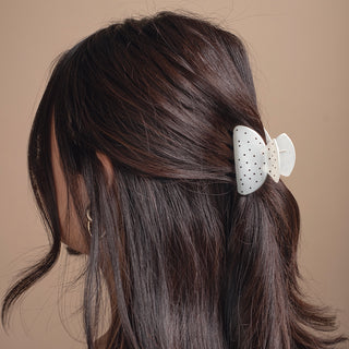 Medium Claw Clip Set of 2 - Black Stars + Cream Polka Dots