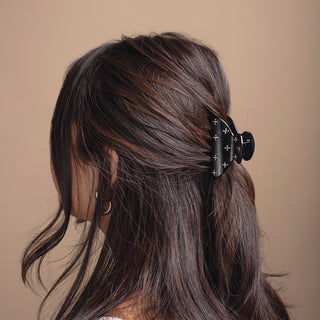 Medium Claw Clip Set of 2 - Black Stars + Cream Polka Dots
