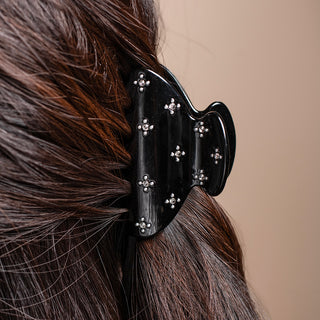 Medium Claw Clip Set of 2 - Black Stars + Cream Polka Dots