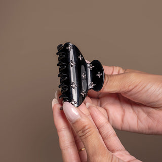 Medium Claw Clip Set of 2 - Black Stars + Cream Polka Dots