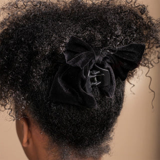 Velvet Bow Claw Clip - Black