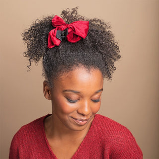 Velvet Bow Claw Clip - Burgundy Red