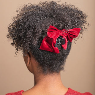 Velvet Bow Claw Clip - Burgundy Red