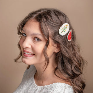 Crochet Holiday Barrette Set - Christmas Cheer