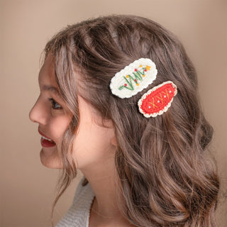 Crochet Holiday Barrette Set - Christmas Cheer
