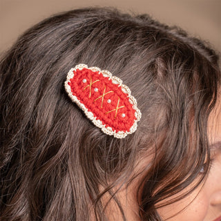 Crochet Holiday Barrette Set - Christmas Cheer