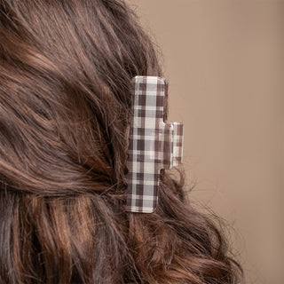 Large Plaid Claw Clip - Espresso Plaid