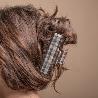 Large Plaid Claw Clip - Espresso Plaid